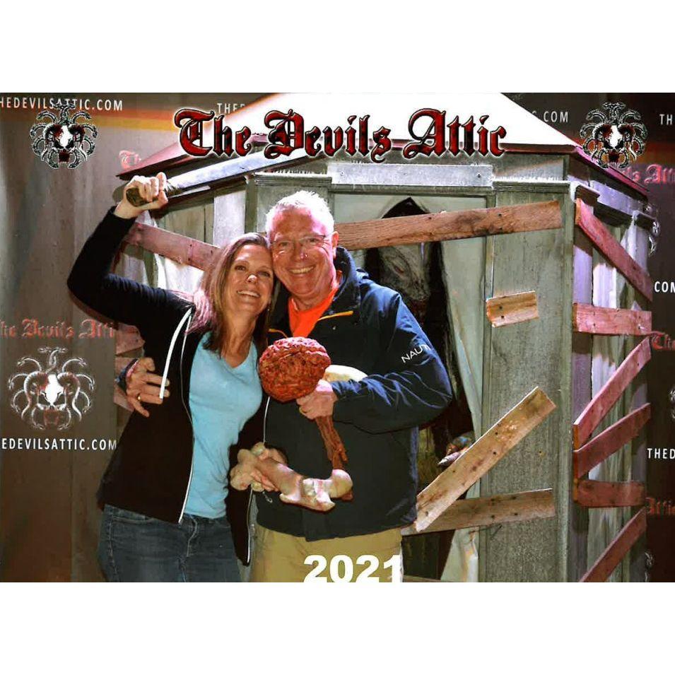 The Devils Attic haunted house in 2021....You guessed it...we have pictures right in this same spot for 2022 and 2024!