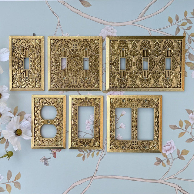 Switch Plate Cover, Ornate Switch Plate, Old Hollywood Style, Filigree Switch Plate, Metal Switch Plate, Antique Style, Home Improvement