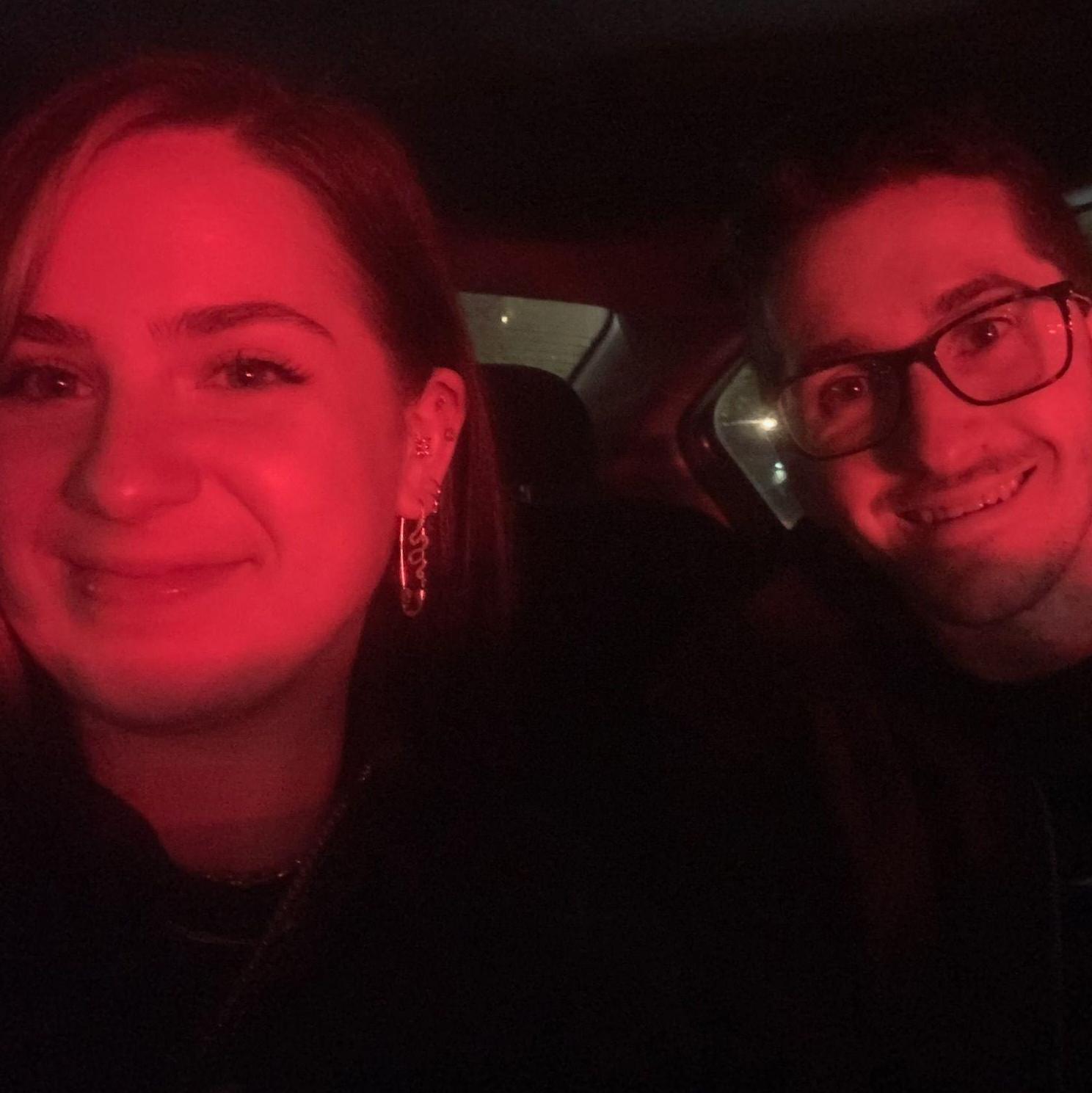 Matt may have taught Liz how to drive, but she schooled him in the art of a red light selfie.