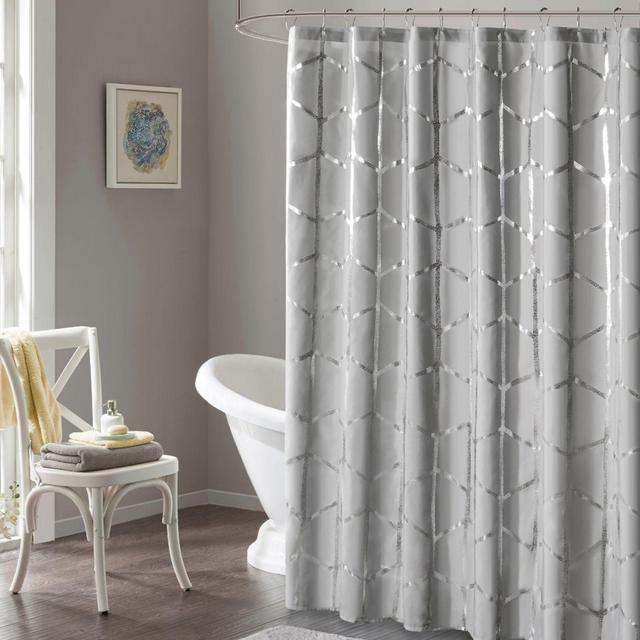 Intelligent Design Raina Metallic Shower Curtain in Grey