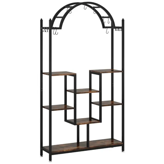 Tribesigns 74.8'' Arched Indoor Plant Stand, Brown & Black