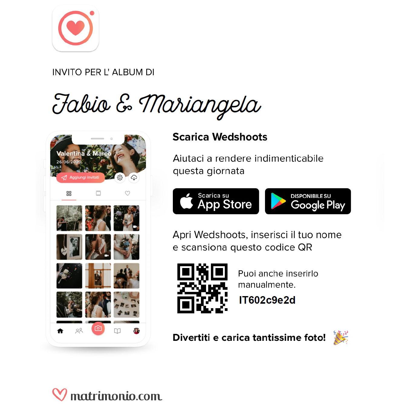 Help us making this day unforgettable - download the Wedshoots app, input your name and scan this QR.