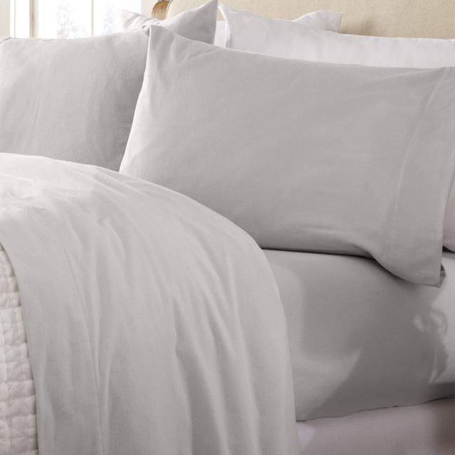 Extra Soft 100% Turkish Cotton Flannel Sheet Set. Warm, Cozy, Lightweight, Luxury Winter Bed Sheets in Solid Colors. Nordic Collection (California King, Light Grey)
