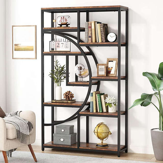 Tribesigns Bookshelf Industrial 5 Tier Etagere Bookcase, Freestanding Tall Bookshelves Display Shelf Storage Organizer with 9-Open Storage Shelf for Living Room, Bedroom, Home Office