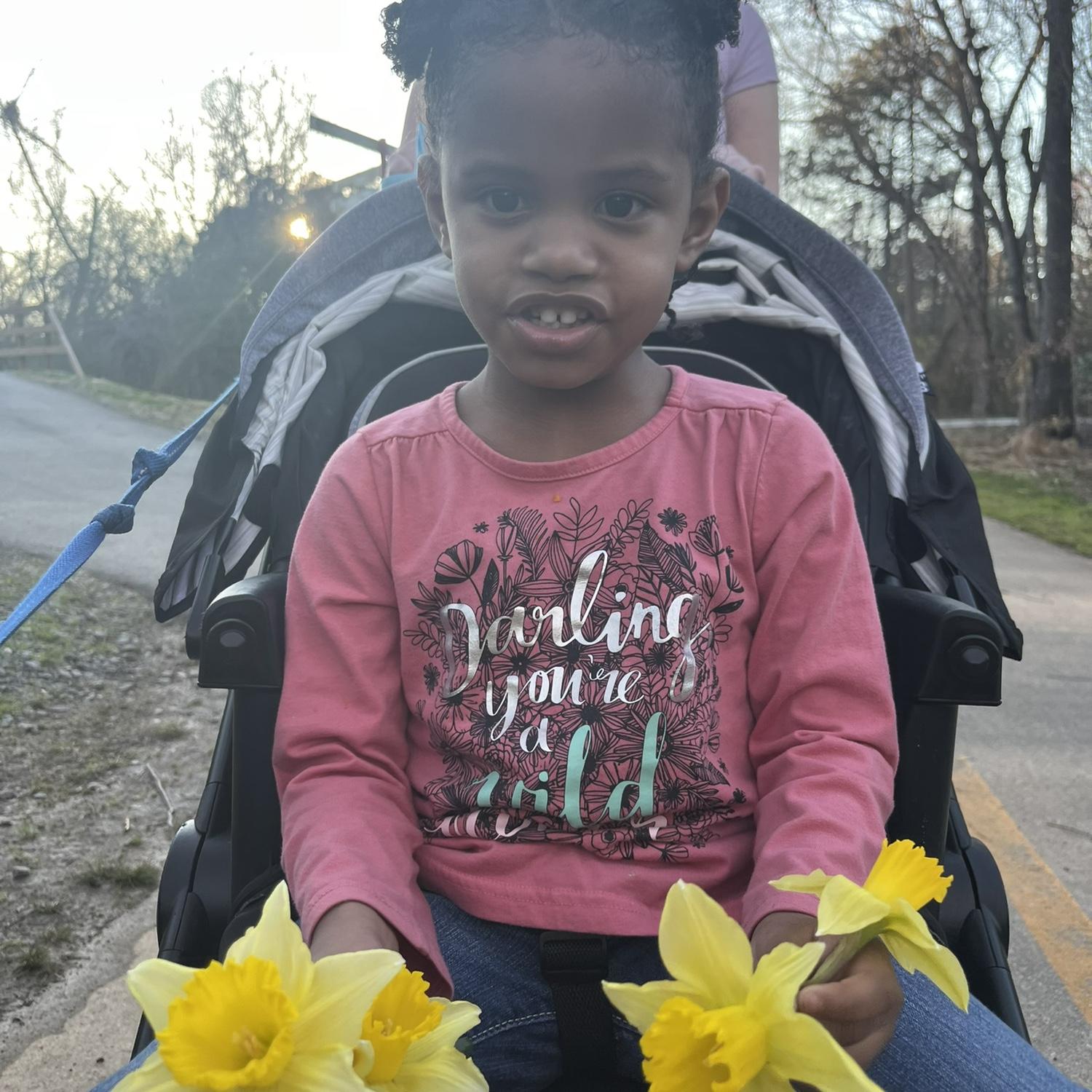 Sev loved her flowers mama picked for her