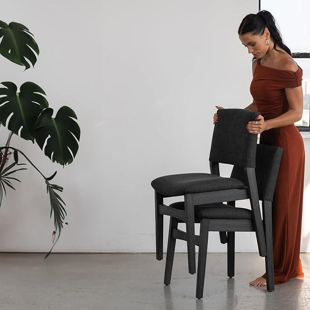 Transformer Stackable Chairs in Solid Wood - Set of 2 (Black)
