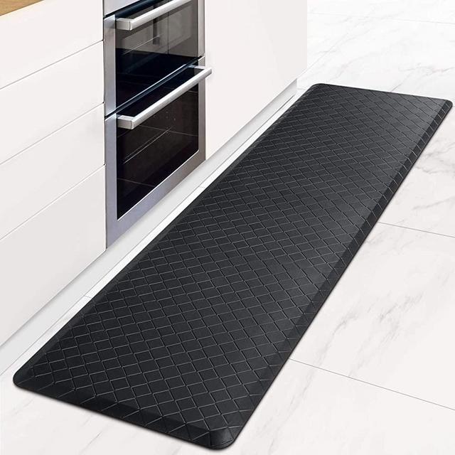 HappyTrends Kitchen Mat Cushioned Anti-Fatigue Floor Mat,17.3"x 60",Thick Waterproof Non-Slip Kitchen Mats and Rugs Heavy Duty Ergonomic Comfort Rug for Kitchen,Floor,Office,Sink,Laundry,Black