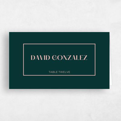 Dark Emerald, Green Wedding Place Card - Brevard