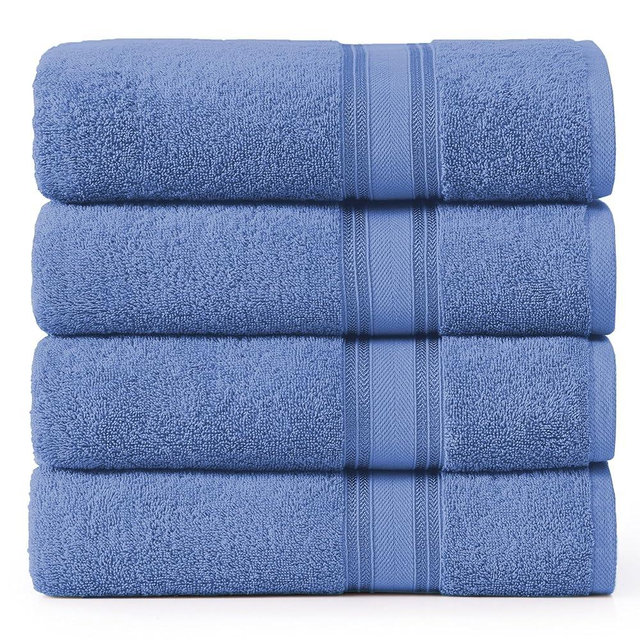 LANE LINEN 100% Cotton 4 Pack Bath Sheets (35"x66") - Zero Twist Cotton Extra Large Bathroom Towels - Quick Dry, Soft & Absorbent Oversized Bath Towels - Machine Wash in Cold Water - Cerulean Blue