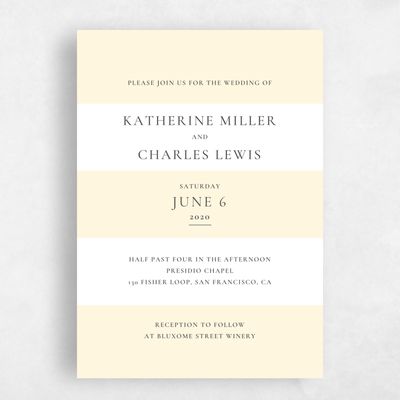 Butter, Yellow Wedding Invitation - Potter Stripe