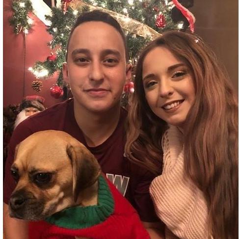 Christmas with our dog, Roxanne