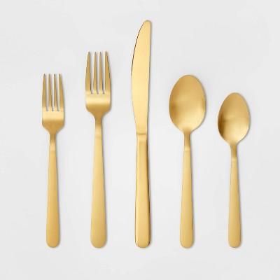 20pc Stainless Steel Silverware Set Gold - Threshold™