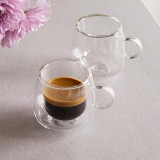 Artesano Hot & Cold Beverage Espresso Glass with Handle, Set of 2