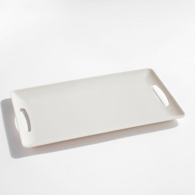Mason Modern Melamine Handled Serving Platter, Medium - Ivory