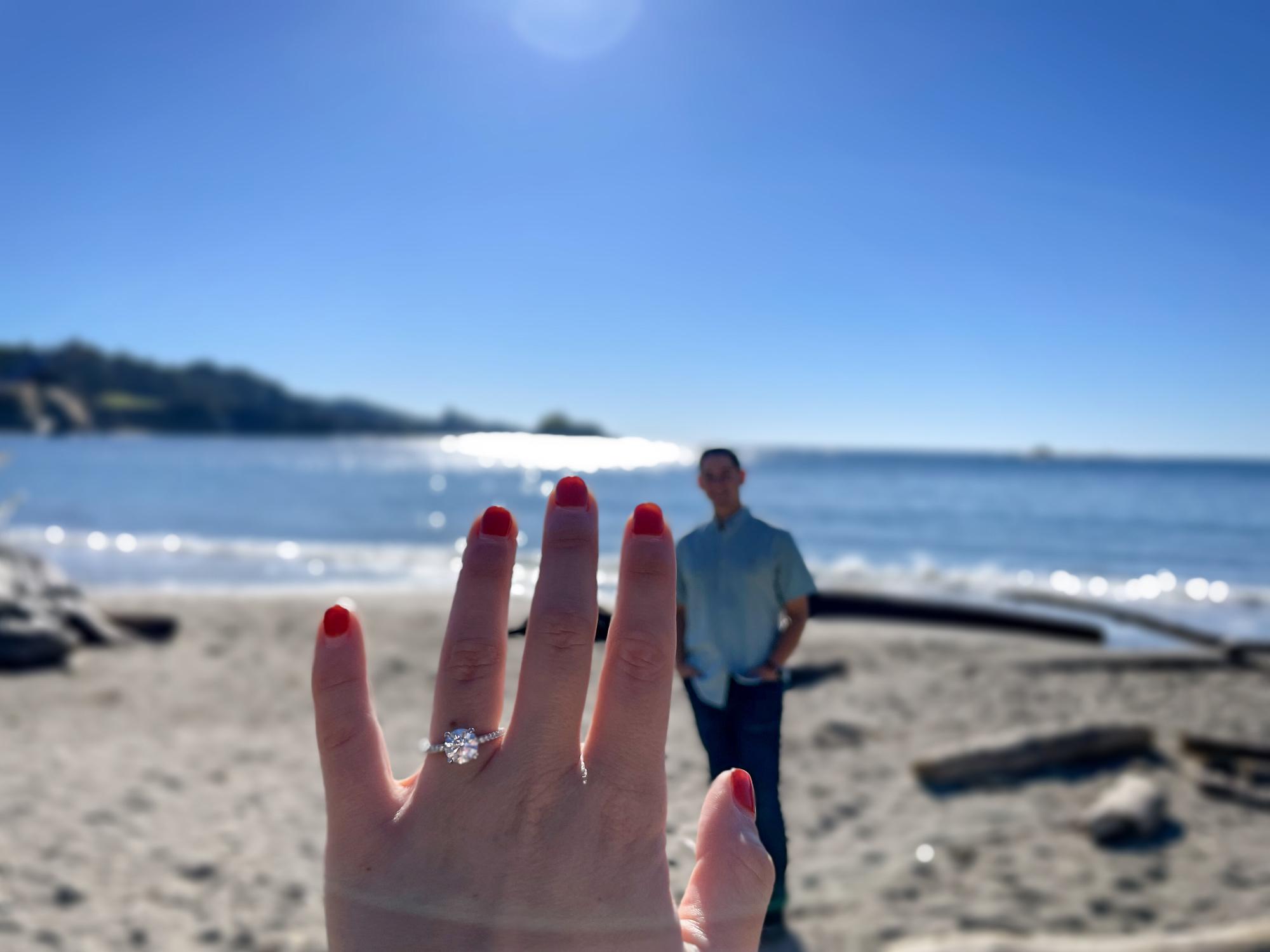 Sunny November morning in Mendocino after we got engaged!