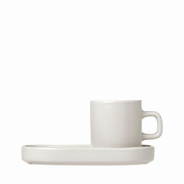 Pilar Espresso Cups With Tray, Moonbeam, Set of 4