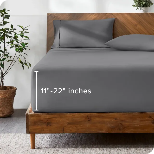 22 Inch Extra Deep Pocket Ultra-Soft Easy Care Fitted Sheet by Bare Home - King, Grey