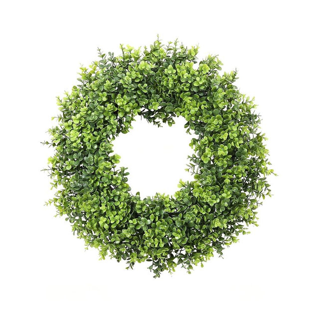 FPROOM 20IN Artificial Boxwood Wreaths for Front Door,Spring Summer All Season Wreath,Green Wreath Suitable for Wall、Door、Farmhouse 、Indoor、Outdoor Decor