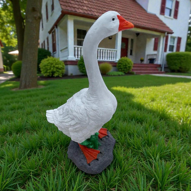Life-Size Cement Porch Goose Statue, American Style Garden Decor