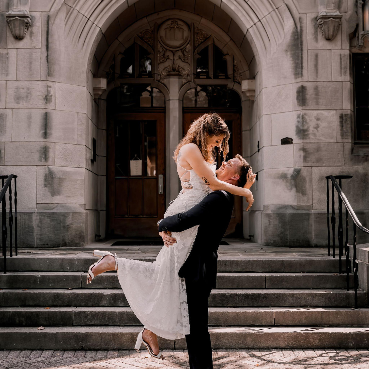 From our engagement shoot on the steps of the library