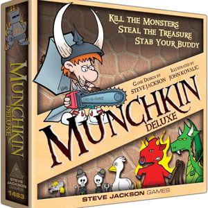 Munchkin Deluxe Board Game (Base Game), Family Board & Card Game, Adults, Kids, & Family Game, Fantasy Roleplaying Game, Ages 10+, 3-6 Players, Avg Play Time 120 Min, From Steve Jackson Games