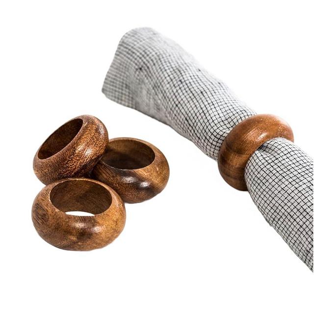 BIFFELY 8 Pieces Wooden Sleek Napkin Rings Buckles Simple Napkin Rings Serviette Napkin Holder Ring for Weddings, Receptions, Dinner Party, Everyday, Family Gatherings Banquet, Buffet Table Décor