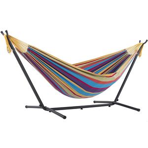 Vivere Ltd. Hammocks - Vivere Double Hammock with Space-Saving Steel Stand, Tropical