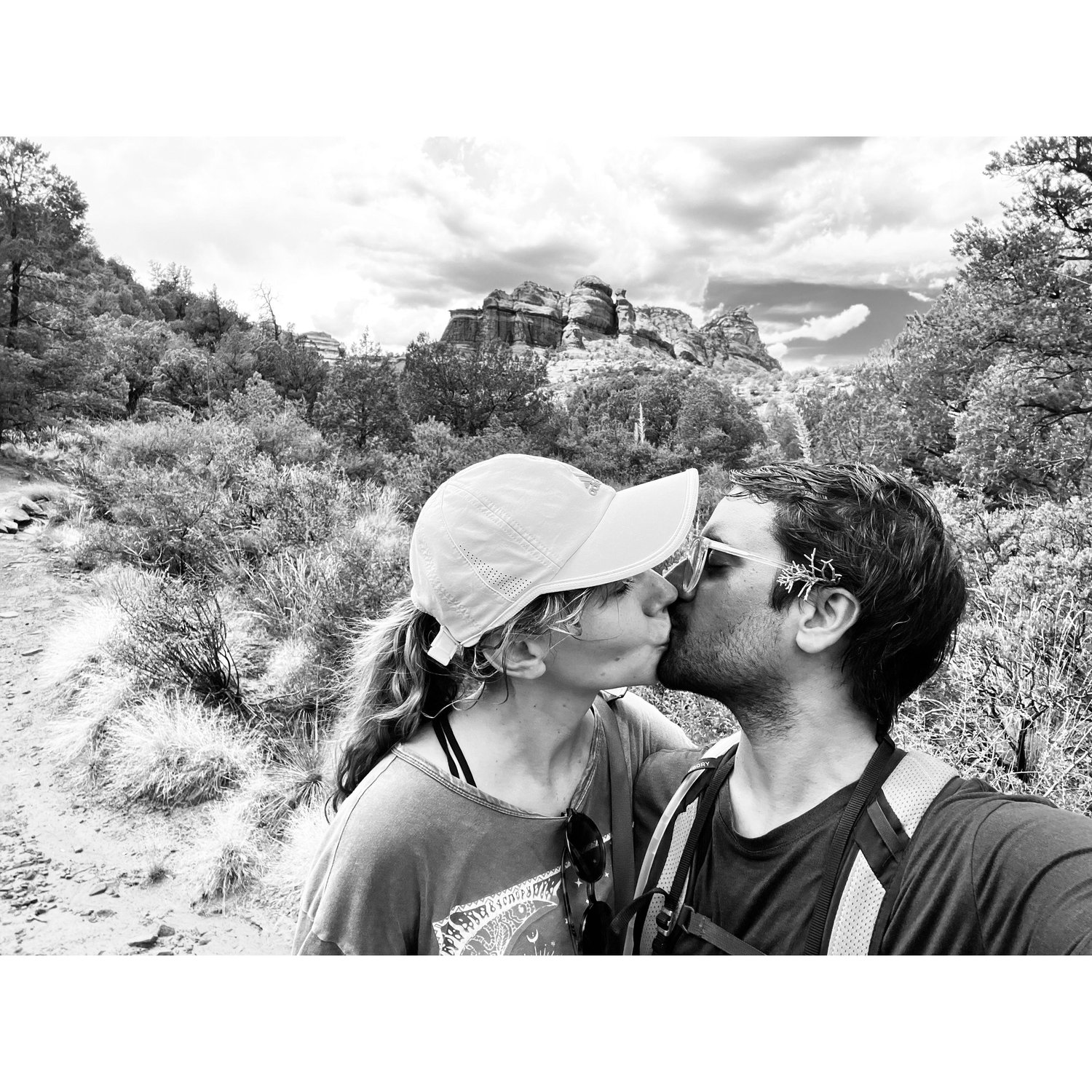 A sweaty, mid-hike kiss!