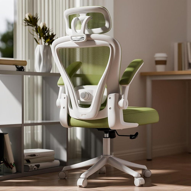 SeekFancy Ergonomic Office Chair M903, Computer Desk Chair with Wheels, High Back Mesh Office Chair with Adjustable Lumbar Support, Headrest, Flip-Up Armrests, Green