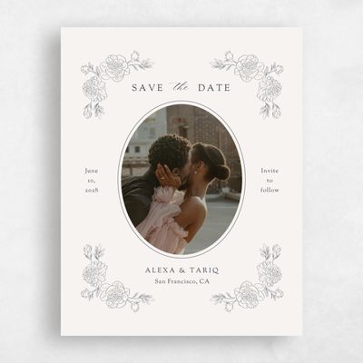 Light Oatmeal, Beige Wedding Save the Date - Mauve Photo