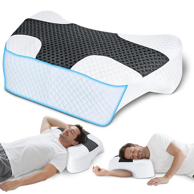 SAHEYER Side Sleeper Pillow with Arm Hole, Upgraded Shoulder Relief System for Neck Pain, Multi-Angle Memory Foam Pillow for Adults Side, Back and Stomach Sleeper Pressure-Free Sleep (Black)