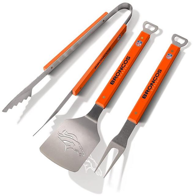 YouTheFan NFL 3-Piece Spirit Series BBQ Grill Set: 18" Stainless Steel Sportula (Spatula), Fork & Tongs with 2 Bottle Openers