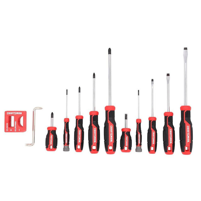 CRAFTSMAN Screwdriver Set, 12 Pc, Includes Flat Head and Phillips Screwdrivers, Offset, Magnetizer/Demagnetizer (CMHT65130)