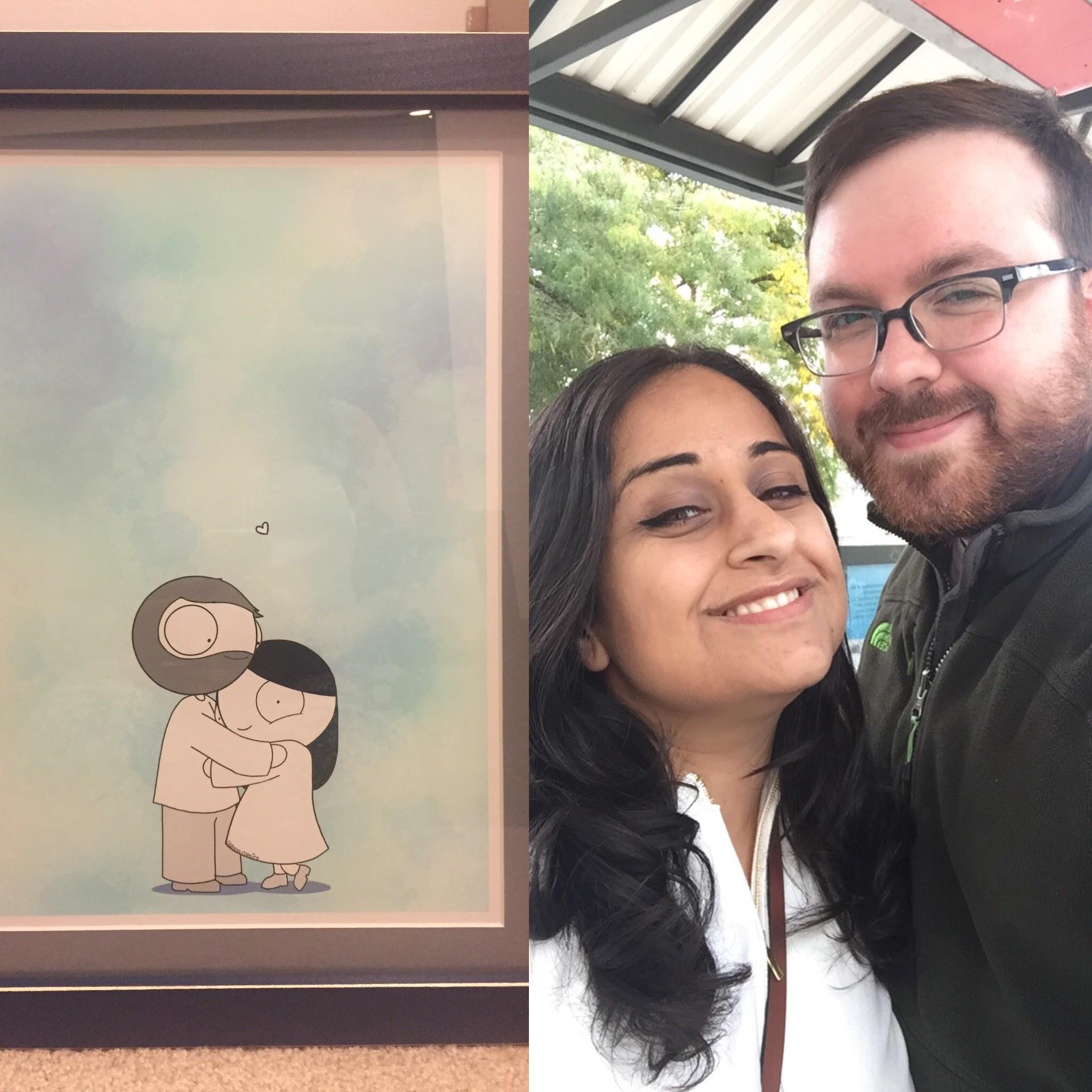 Our first anniversary! We bought each other the same framed print.