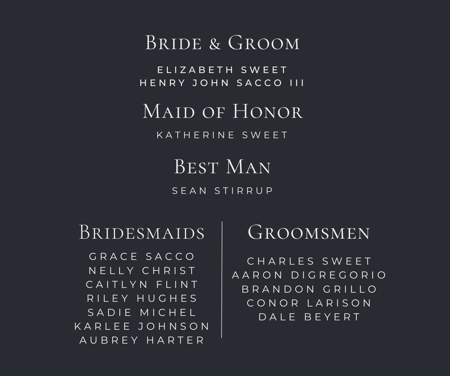 The Wedding Website of Elizabeth Sweet and Henry Sacco III