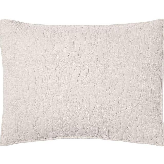 Belgian Flax Linen Floral Stitch Sham, Standard, Flax