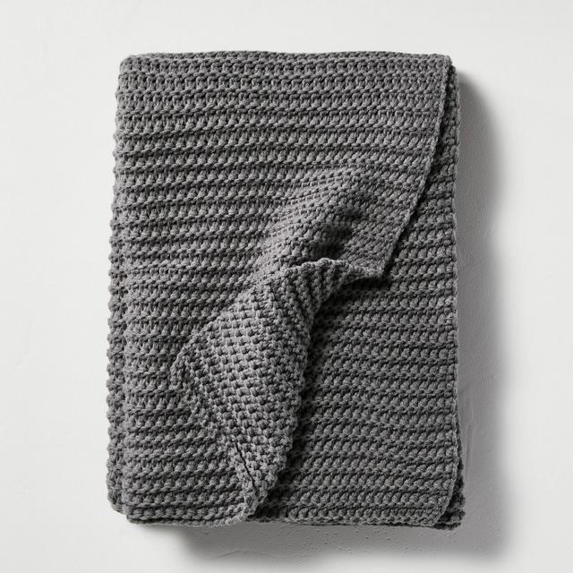 Chunky Knit Throw Blanket Dark Gray - Hearth & Hand™ with Magnolia