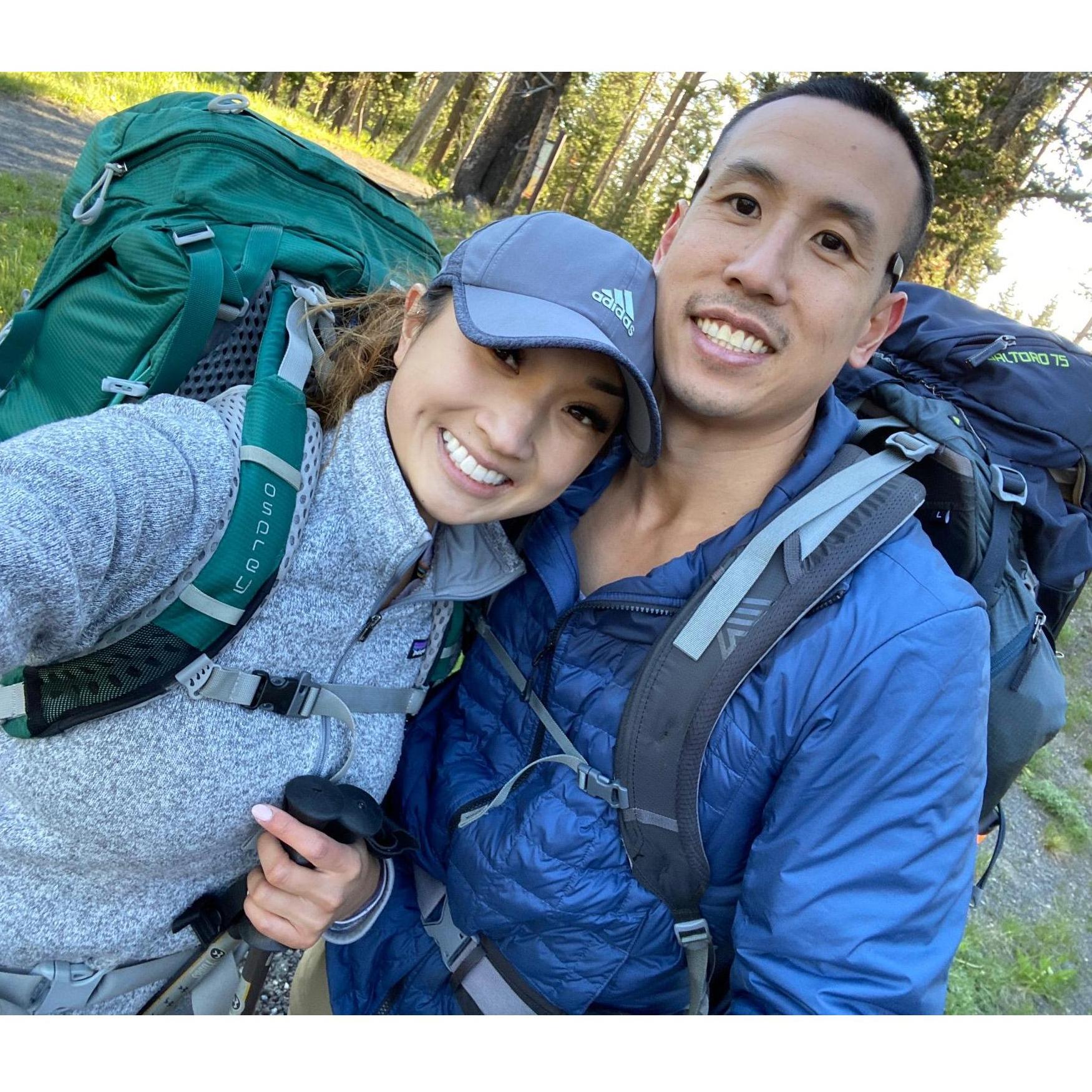 The day Phuc proposed, at the start of Heart Lake trail!