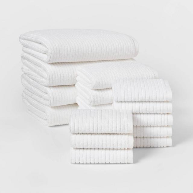 16pk Quick Dry Bath Towel Starter Bundle White - Threshold™