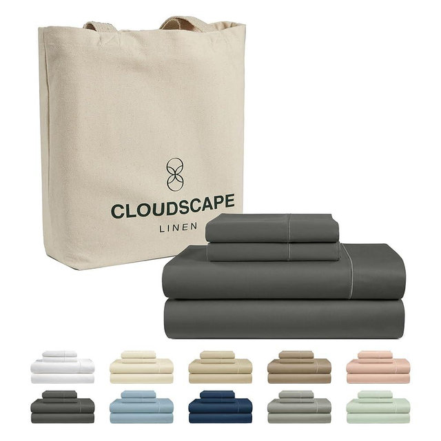 Luxury Egyptian Cotton Sheets Queen Size - 4 Pcs, Grey Queen Sheet Set | 1000 Count Egyptian Cotton Sheets Queen Size| Hotel Luxury Bed Sheets, Upto 17"Deep Pocket Queen Sheets - Charcoal Grey Sheets