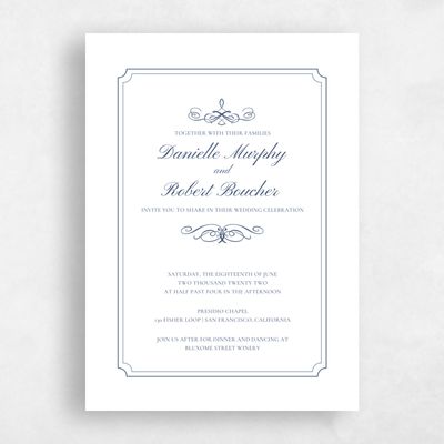 Navy, Blue Wedding Invitation - Malta Type Letterpress
