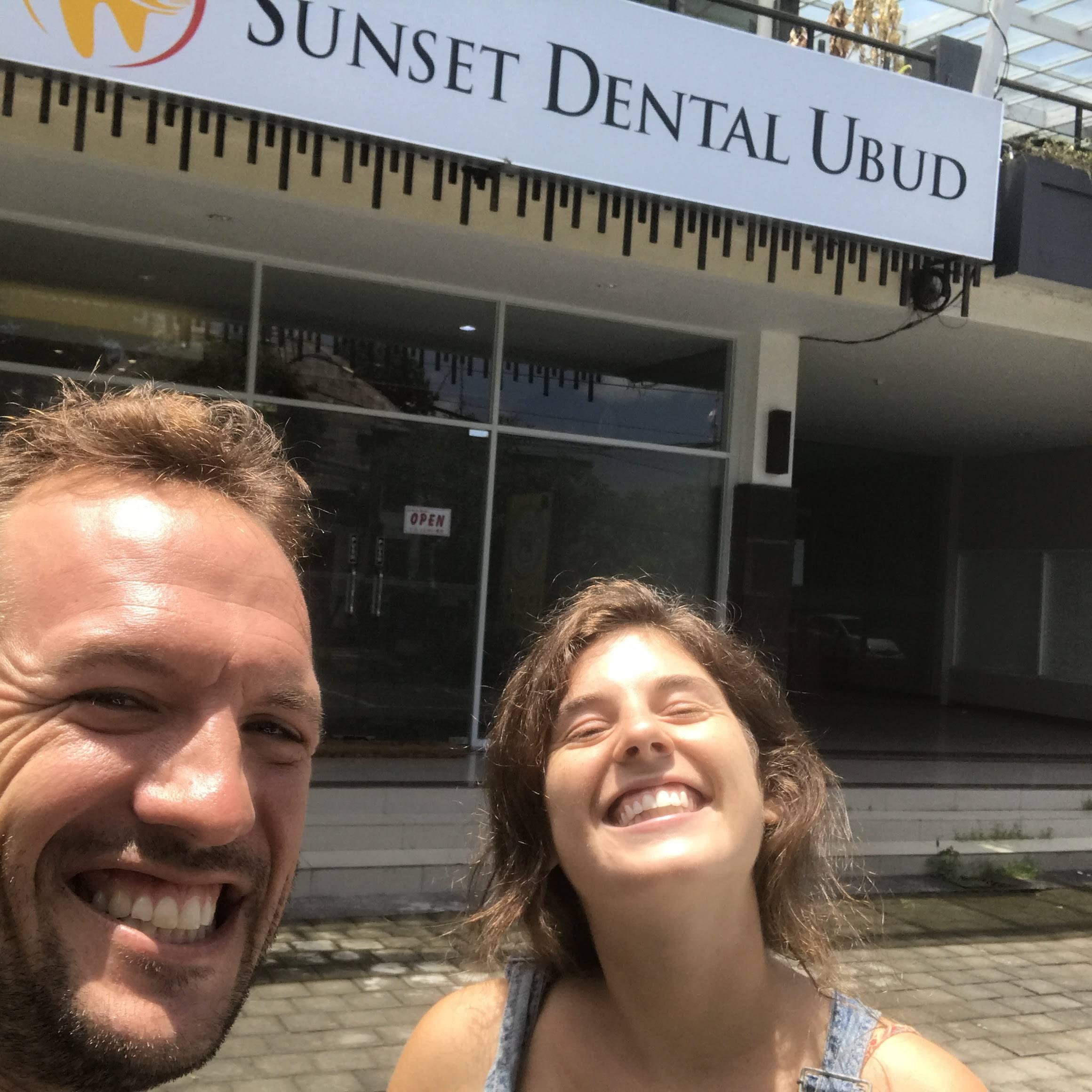 Hehe. Getting our teeth cleaned in Bali! It was such a great and cheap experience.