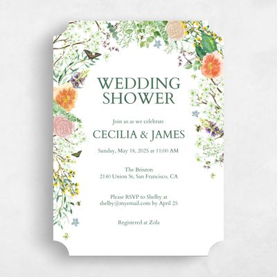 White Ticket Wedding Wedding Shower Invitation - Rosalind Portrait