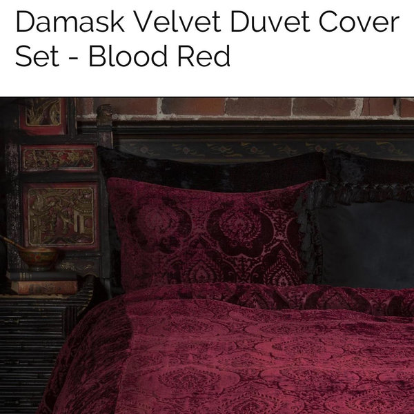 Damask Velvet Duvet Cover Set - Blood Red