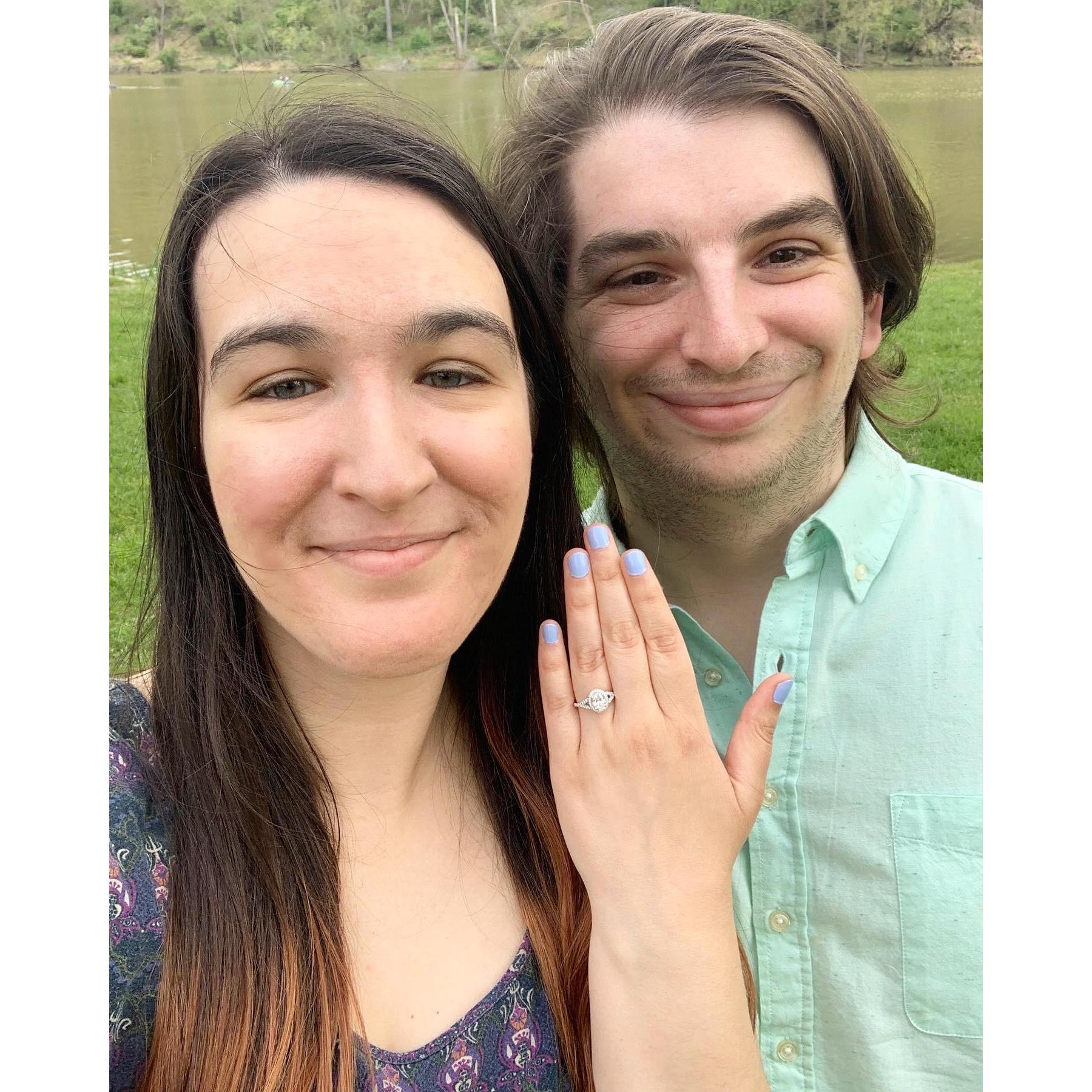 Our first selfie right after we got engaged!