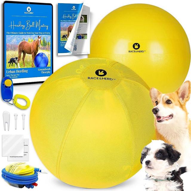 Race&Herd Herding Ball for Dogs Blue Heelers, Horse Ball & Ball Cover -18" Ball for Horses Small with Hand Pump | Horse Balls for Play Hurding Ball | Hearding Ball Horse Toys for Horses Stall