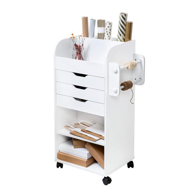 Honey-Can-Do CRT-06346 Rolling Craft Storage Cart with 3-Drawers, White, 19.13 x 33.62