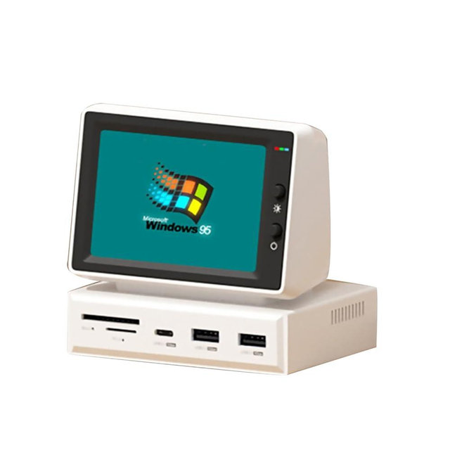 MOUDOAUER Vintage Style Mini Cute Secondary Screen Monitor for PC Laptop, Support HDMI USB 3.0 Hub SD3.0 TF Card Reader
