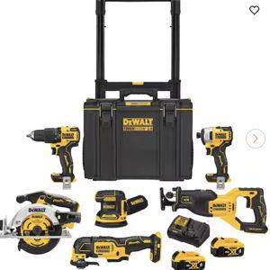 20V MAX Lithium-Ion Cordless 6 Tool Combo Kit, TOUGHSYSTEM Rolling Box, (2) 20V 4.0Ah Batteries, and Charger