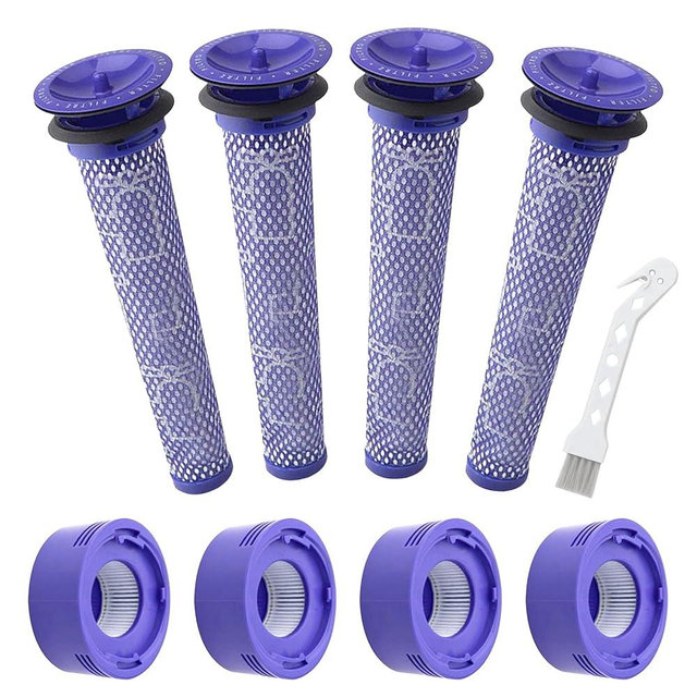 Ryvina V7 V8 Vacuum Filter Replacement Parts Compatible with dyson V7 V8 Animal V8 Absolute Cordless Vacuum, # 965661-01 967478-01, 4 Pre-Filter 4 Post-Filter 1 Brush